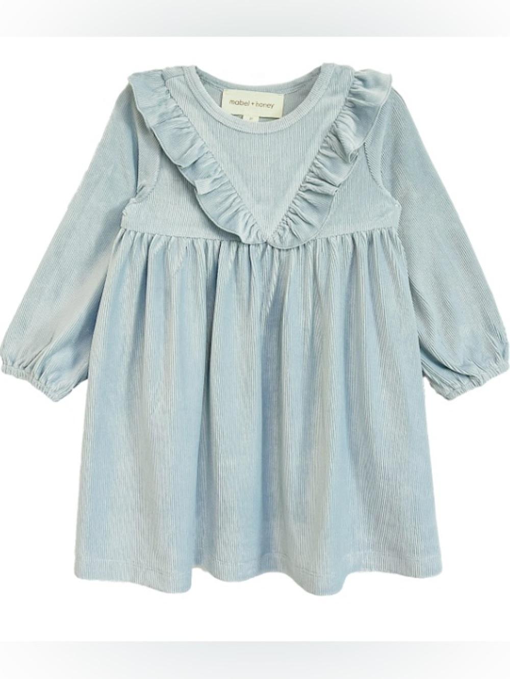 J. Crew Pale Blue Corduroy Ruffle-Trim Dress